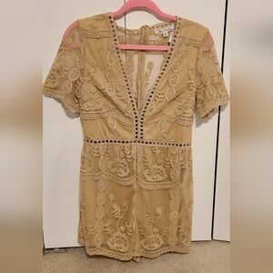 NWT Love Tree Beige Lace Romper
